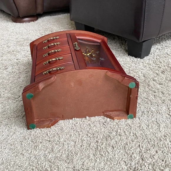 Classic Red Wooden Jewelry Armoire with Glass Door - Picture 11 of 11